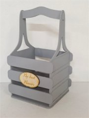 Декоративный ящик из фанеры реечный квадратный 140*125*h240 серый