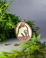 Игрушка новогодняя двухслойная Рождество.Колокол в шаре коричневый 90 мм 2шт