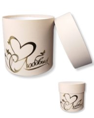 Коробка круглая 13,5*13,5 с тиснением Два Сердца ваниль