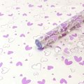 Пленка прозрачная двухцветная Сердечки 2 бело-сиреневые 70см*200гр ± 5%