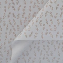 Крафт бумага Тюльпаны золотой цв. на белом мелованном фоне 720мм/60гр/10м± 5%