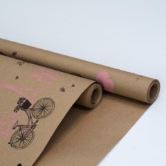 Крафт бумага Парижская прогулка цв.черно-розовый на коричневом фоне 720/8,5 м