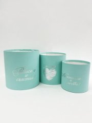 Коробки круглые без крышек Набор из 3х (13*13/16*16/18*18) с тиснением Пожелания мятный