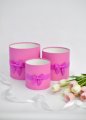 Коробки круглые без крышек Набор из 3х (13*13/16*16/18*18) с бантиком Розовый