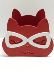 Кашпо Котики в очках красный (12*8*8,5)
