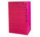 Пакет подарочный металлик Сердечки 32*26*12см, фуксия