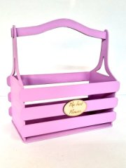 Декоративный ящик из фанеры реечный прямоугольный 250*125 h255 Декор нежно-розовый