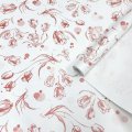 Крафт бумага Цветочный вальс красный перламутр на белом фоне 720мм/60гр/10м ± 5%*