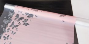 Пленка матовая (MDS) Бабочки белый/королевский розовый 70см,40мкм,10м