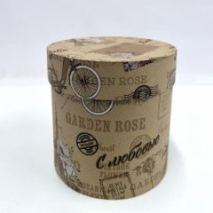 Коробка круглая 16*16 Париж С Любовью! белый на коричневом фоне