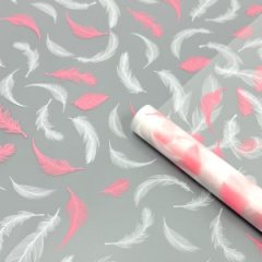 Пленка матовая Перья белый/румяна 60см 50мкм 10м