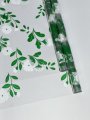 Пленка прозрачная двухцветная с рисунком Полевые цветы бело-салатовая 70см*10ярд ± 5%