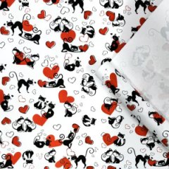 Крафт бумага Ля Мур черный/красный на белом фоне 720мм/60гр/10м ± 5%