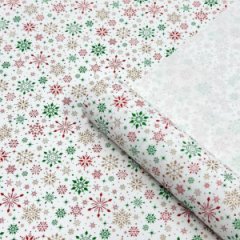 Упаковочная новогодняя бумага Снегопад красный/зеленый/графит на белом 680мм/60гр/10м ± 5%