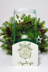 Декоративный ящик квадратный 140*125*h300 Новогодний шар т.зеленый