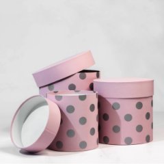 Набор коробок круглый из-3хГорох крупный нежно-розовый (13*13/16*16/18*18)