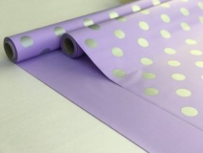 Пленка матовая 2-х сторонняя с рисунком светлый фиоллет-горох серебро 580мм/10м*55мкр