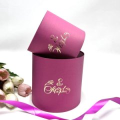 Коробки круглые набор без крышек из 2х (13*13/16*16) фуксия с тиснением 8 Марта