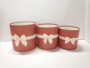 Коробки круглые без крышек Набор из 3х (16*16/18*18/20*20) с бантом красный