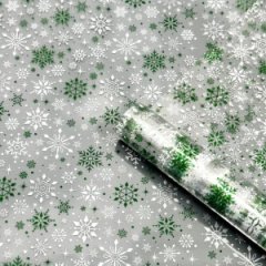 Пленка прозрачная трехцветная НГ Снегопад зеленый/белый/серебро 68см*200гр ± 5%