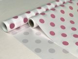Пленка матовая с рисунком белая-горох крупный пудра  580мм/12м±5% 50мкр
