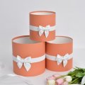 Коробки круглые без крышек Набор из 3х (13*13/16*16/18*18) с бантиком Темный персик
