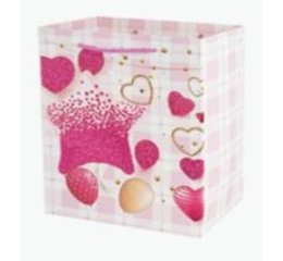 Пакет подарочный Розовые сердца 2 32*26*12см, розовый