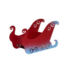 Декоративное новогоднее кашпо Сани цв. красные с напылением