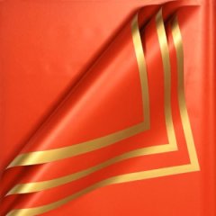 Пленка матовая Рамка золотая/ярко-красный  20 листов 58*58см 65мкм