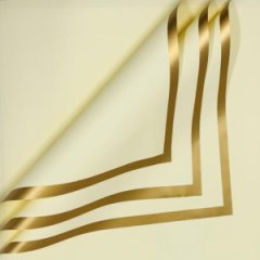 Пленка матовая Рамка золотая/сливочно-желтый 20 листов 58*58см 65мкм