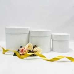 Коробки круглые Набор из 3х (13*13/16*16/18*18) бархат белый