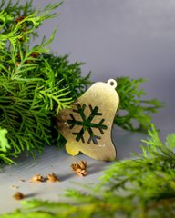 Игрушка новогодняя однослойная Колокольчик т.шоколад/золото 95*105 мм