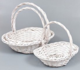 Корзины из ивы 52*35*13*16*40/30*25; 46*29*12*15*34/25*20; 40*24*10*14*30/20*15, 3шт, овал, белый