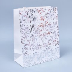 Пакет подарочный Серебряные узоры 44*31*10см, белый (уп 12шт)