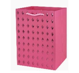 Пакет подарочный Ромбы металл, 23*18*10см, розовый