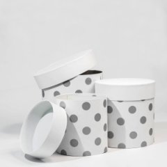 Набор коробок круглый из-3хГорох крупный белый(13*13/16*16/18*18)