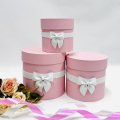 Коробки круглые Набор из 3х (13*13/16*16/18*18) с бантиком Нежно-розовый