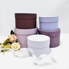 Набор круглых коробок 5 в 1 Лаванда  20 х 14 - 15 х10 см