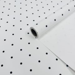 Пленка матовая однотонная Мелкий горошек белый/черный 58см*10м±5% 65мкм