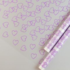 Пленка матовая (MDS) Сердца сиреневые 60см,40мкм 200гр