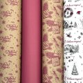 Крафт бумага набор листов Новый год малиновый 0,68*1м 8шт