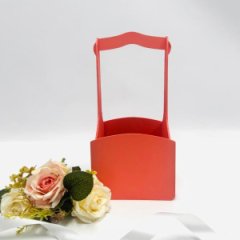 Декоративный ящик из фанеры квадратный с ручкой 140*125*h270 лососевый