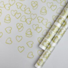 Пленка матовая (MDS) Сердца золотые 60см,40мкм 200гр