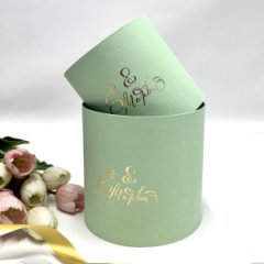 Коробки круглые набор без крышек из 2х (13*13/16*16) мятный с тиснением 8 Марта
