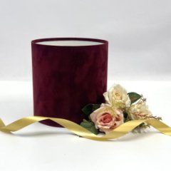 Коробка круглая без крышек 16*16 бархат бордо