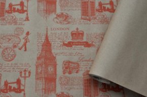 Крафт бумага Лондон красный на коричневом фоне 70см/60гр/60мкр/10м± 5%
