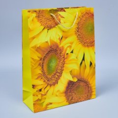 Пакет подарочный Подсолнухи 1, 32*26*12см (уп 12шт)