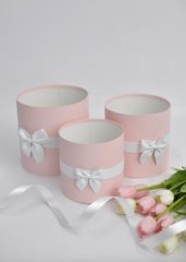 Коробки круглые без крышек Набор из 3х (16*16/18*18/20*20) с бантиком персиковый