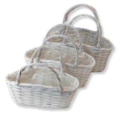 Набор корзин ива, 3 шт Сумка 45*20*H21*15.5HH37. 39*16*H19*14HH31. 34*13H16*12HH27 белый