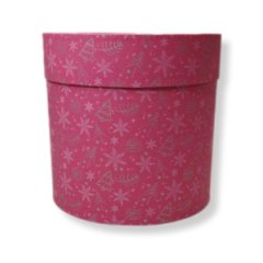 Коробка круглая 10*10 .малиновый/новогодний рисунок
